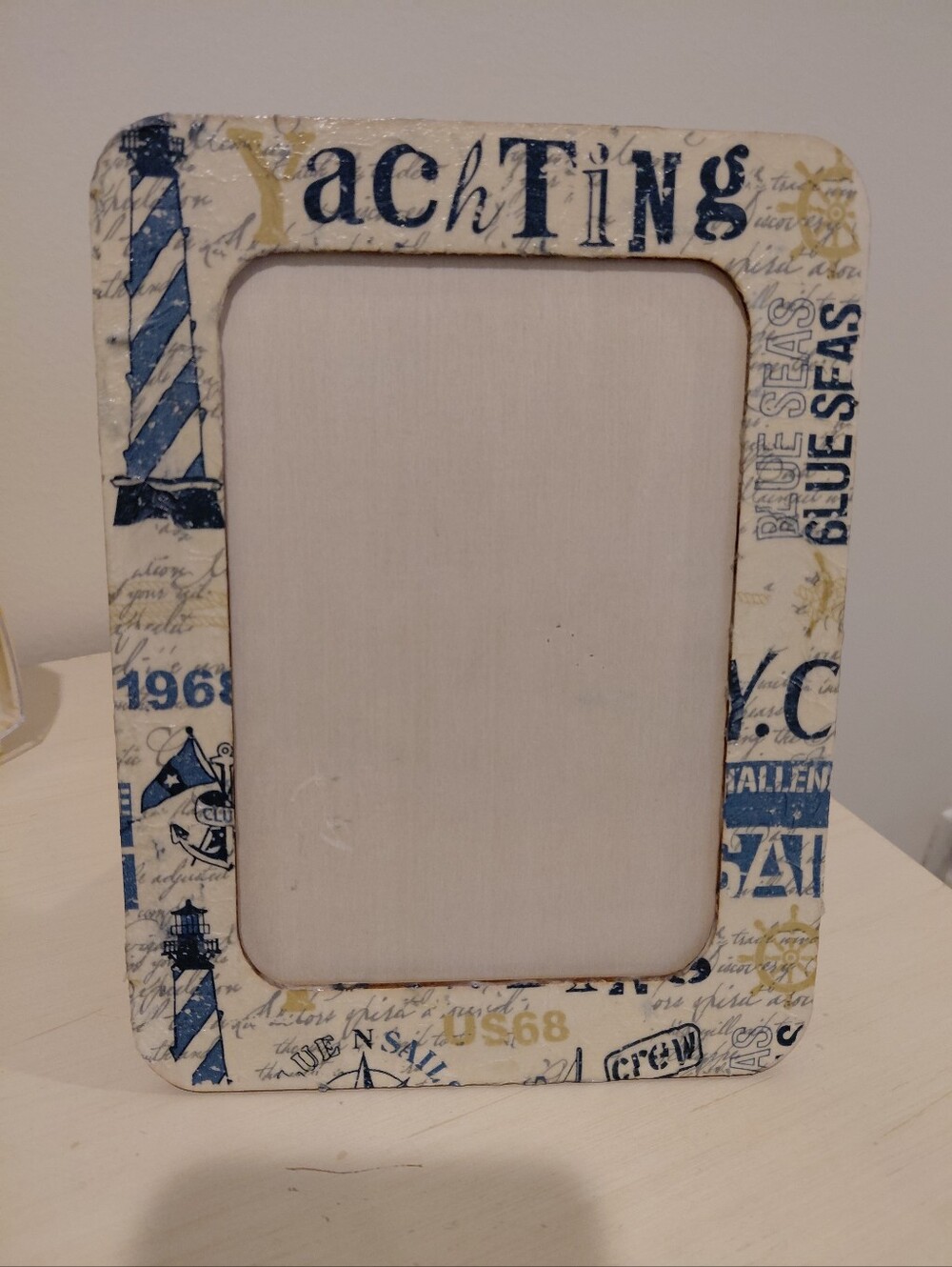 Nautical Blue and Cream Decorative Photo Frame